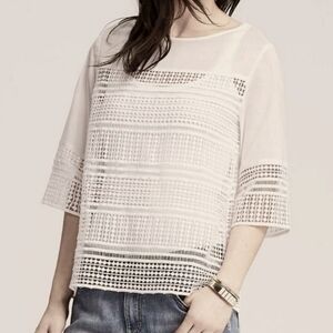 Banana Republic Eyelet White Lined Blouse Lg
